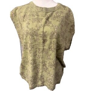 Aerie Women's XS Green‎ Floral Print Crew Neck Short Sleeve Casual Top
